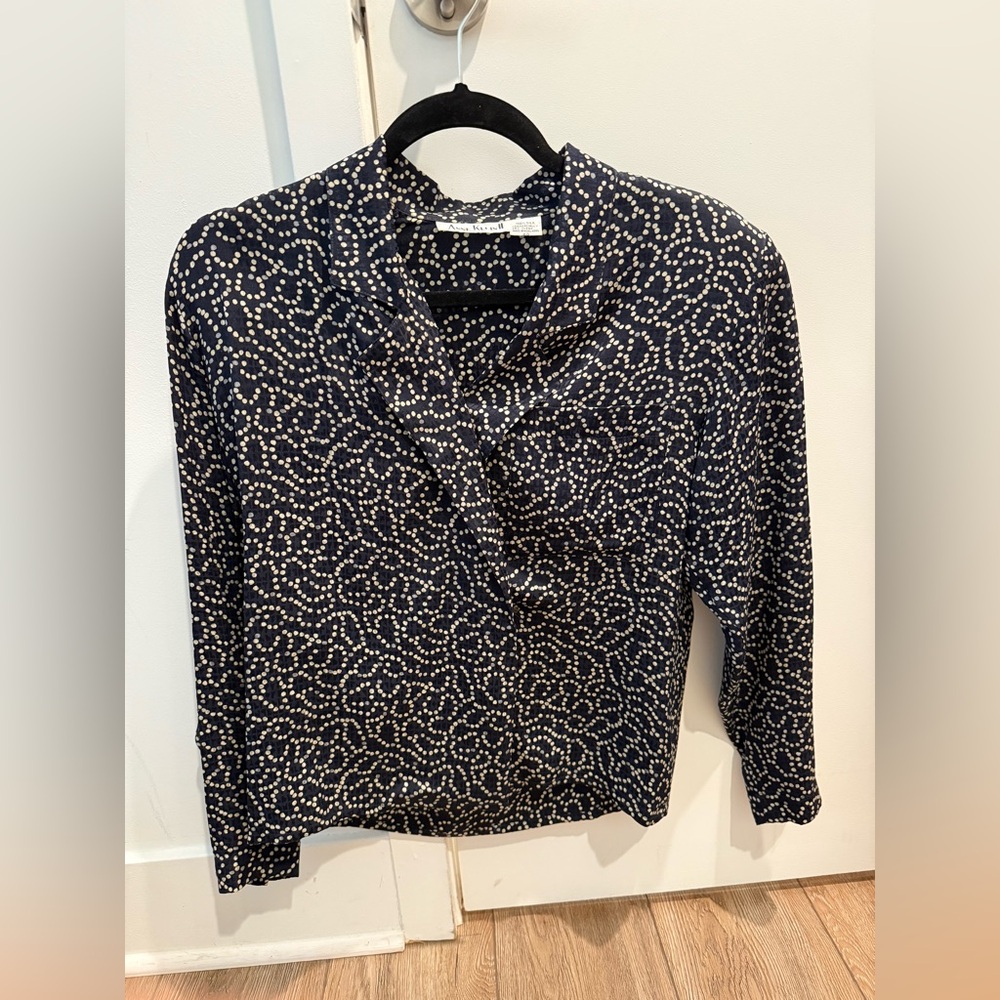 Anne Klein Vintage Navy and Cream Blouse